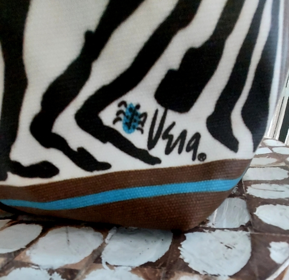 Zebra Print Tote Bag with Brown Trim - Picture 6 of 6